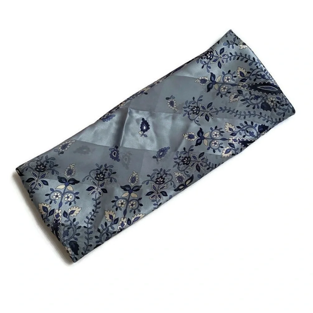 FRANGI TIE RACK SCARF BLUE WHITE FLORAL SILK SQUARE ACCESSORY